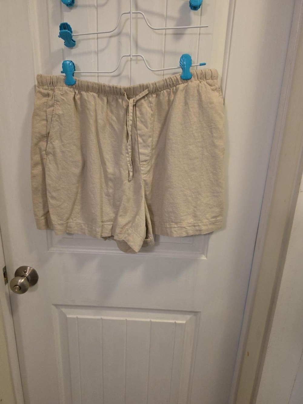 Gap Beige Linen Pull On Drawstring Shorts Women's Large
